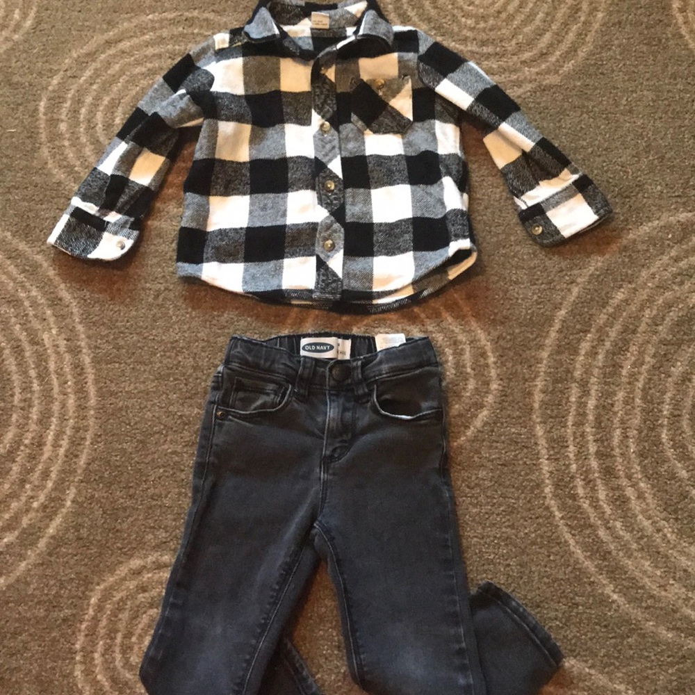 Old Navy Flannel & Skinny jeans